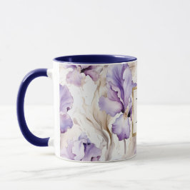 Romantic White Purple Iris Floral Monogram Tasse