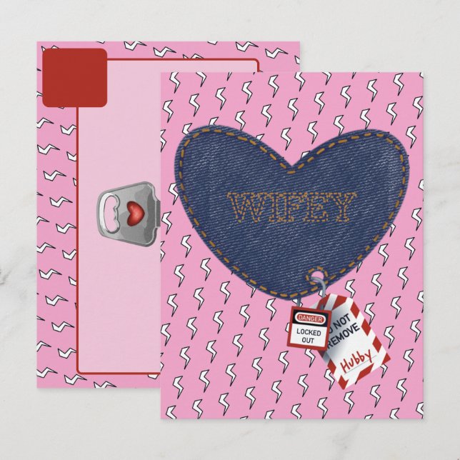 Romantic Wifey Hubby Electrical Lock Tag Herz Postkarte (Vorne/Hinten)