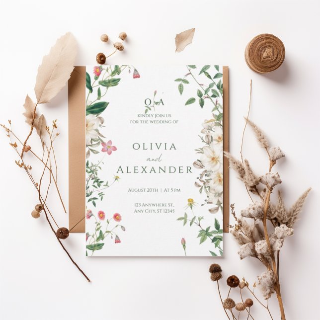 Romantic Wildflower Botanical Wedding Invitation Einladung (Von Creator hochgeladen)