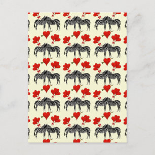 Romantic zebras and love heart Valentines Feiertagspostkarte