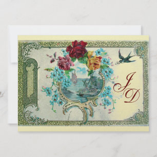 ROMANTİCA 3 MONOGRAMM Gold - Metallpapier 2 Einladung