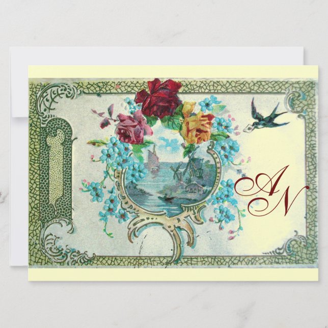 ROMANTİCA 3 MONOGRAMM Gold Metallpapier Ankündigung (Vorderseite)