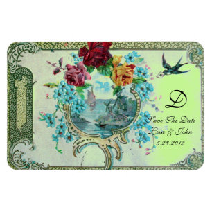 ROMANTİCA 3 MONOGRAMM, Save the Date, grün Magnet