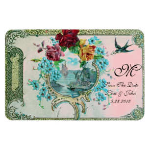 ROMANTİCA 3 MONOGRAMM, Save the Date weiß Magnet