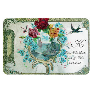 ROMANTİCA 3 MONOGRAMM, Save the Date weiß Magnet