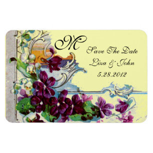 ROMANTİCA 4 MONOGRAMM, Save the Date, grün, gelb Magnet