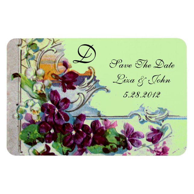 ROMANTİCA 4 MONOGRAMM, Save the Date, grün Magnet (Horizontal)