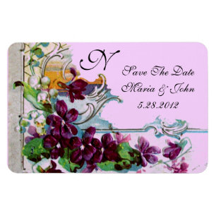 ROMANTİCA 4 MONOGRAMM, Save the Date, grün, rosa Magnet