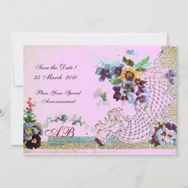 ROMANTİCA Blue Pink Floral Wedgram Einladung (Vorderseite)