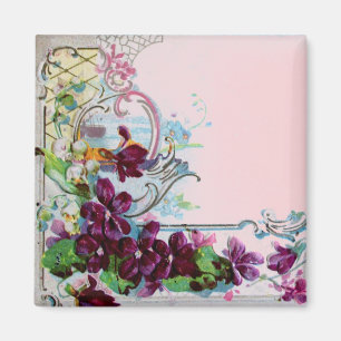 ROMANTICA Blumenranken Lila Stiefmütterchen Rosa Magnet