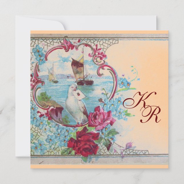 ROMANTİCA ELEGANT FLORAL WEDING MONOGRAM ANKÜNDIGUNG (Vorderseite)