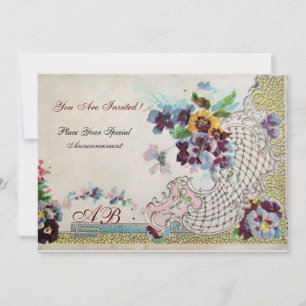 ROMANTICA Floral Blau Rosa Weiße Hochzeit Stiefmüt Einladung