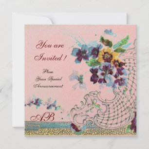 ROMANTICA Floral Lila Blau Rosa Hochzeit Stiefmütt Einladung