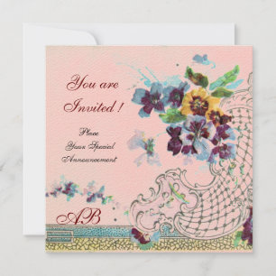 ROMANTICA Floral Lila Blau Rosa Hochzeit Stiefmütt Einladung