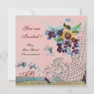 ROMANTICA Florale Lila Blau Rosa Hochzeit Stiefmüt Einladung