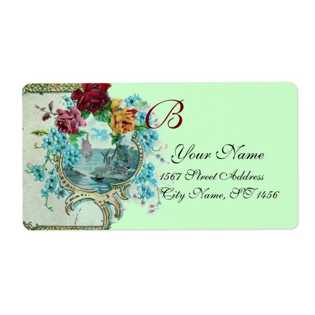 ROMANTICA GREEN BLUE FLORAL BEACH WEDD MONOGRAM (Vorne)