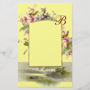 ROMANTİCA MONOGRAM / CYCLAMENS, rosa, gelb Briefpapier