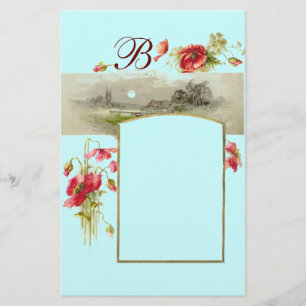 ROMANTİCA MONOGRAM / POPPIEN, rot, grün, blau Briefpapier