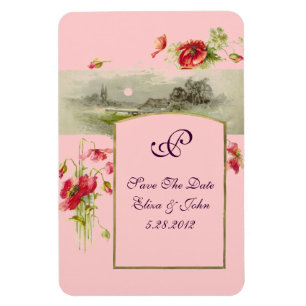 ROMANTİCA MONOGRAM/POPPIEN, Save the Date, rosa Magnet
