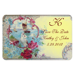 ROMANTİCA MONOGRAM, Save the Date, gelb Magnet