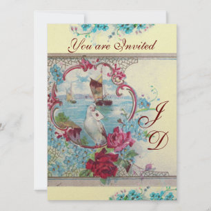 ROMANTİCA MONOGRAM Weißer Champagner Metallisches  Einladung