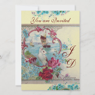 ROMANTİCA MONOGRAMM Gold Metallic Papier Einladung