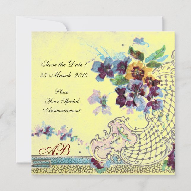 ROMANTICA Pink Blue Yellow Floral Wedgram Einladung (Vorderseite)