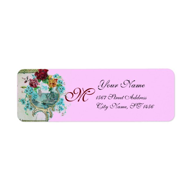 ROMANTICA PINK LILAC FLORAL BEACH WEDD MONOGRAM (Vorne)