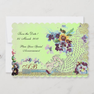 ROMANTİCA Rosa Blau Grün Hochzeit Floral Monogramm Einladung