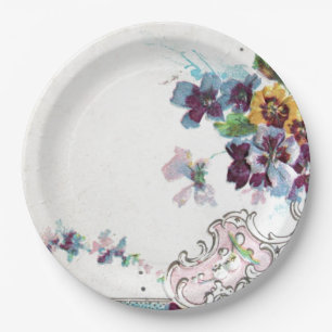 ROMANTICA Rosa Blau Weiße Hochzeitsblumen Pappteller