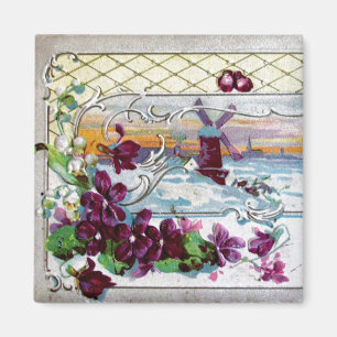ROMANTICA Winterlandschaft mit Stiefmütterchen Magnet