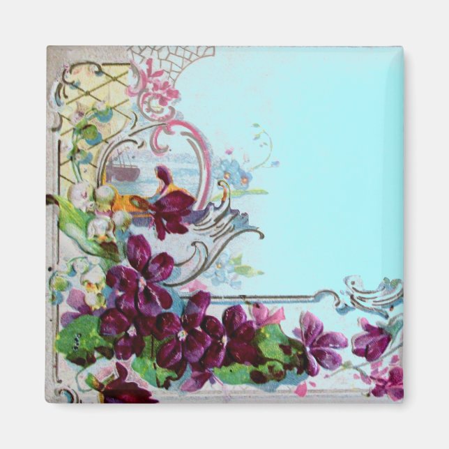 ROMANTICA Wirbel Lila Stiefmütterchen Blau Magnet (Vorne)