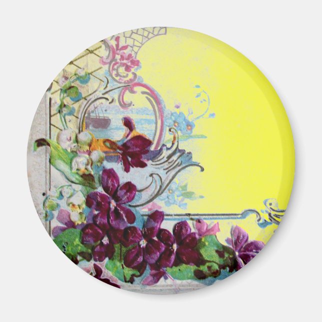 ROMANTICA Wirbel mit Stiefmütterchen, Lila gelb Magnet (Vorne)