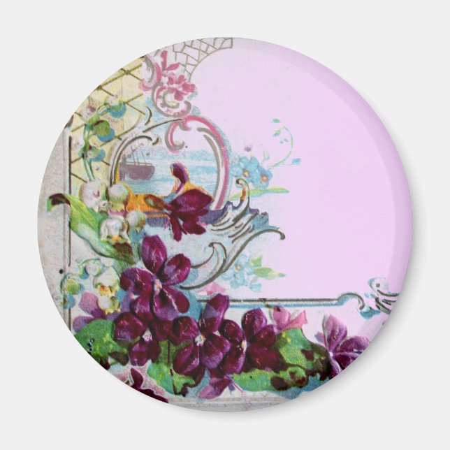 ROMANTICA Wirbel mit Stiefmütterchen Lila Lilac Magnet (Vorne)