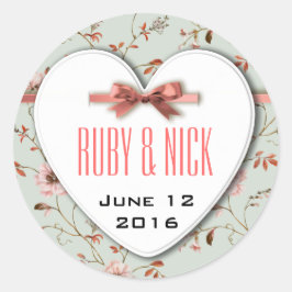 RomanticCharm Vintag Floral Wedding Collection Runder Aufkleber