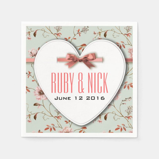 RomanticCharm Vintag Floral Wedding Collection Serviette (Vorderseite)