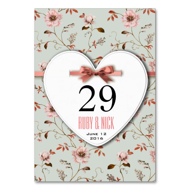 RomanticCharm Vintage Blume Hochzeitskollektion Tischnummer (Rückseite)