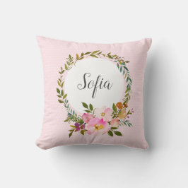 Romantik , Aquarellfarbene Blume, bohemischer Blum Kissen