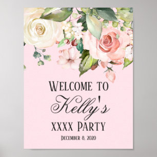 Romantik , Aquarellfarbene Blume, bohemischer Blum Poster