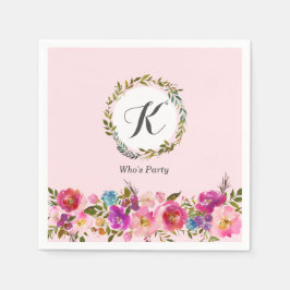 Romantik , Aquarellfarbene Blume, bohemischer Blum Serviette