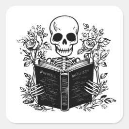 Romantik-Buch Skelettlesen Quadratischer Aufkleber