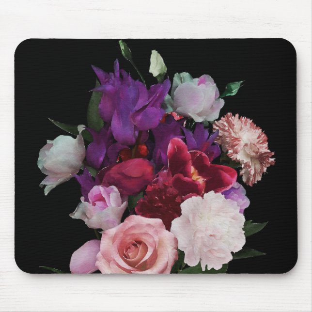 Romantik Dark Florals Mousepad (Vorne)