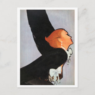 Romantik, Elegant, Redhead, Frau, Vintag Postkarte