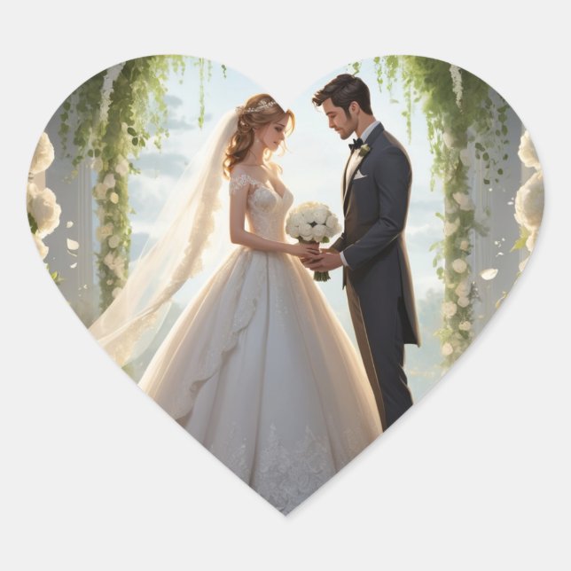 Romantik Herz-Aufkleber (Vorderseite)