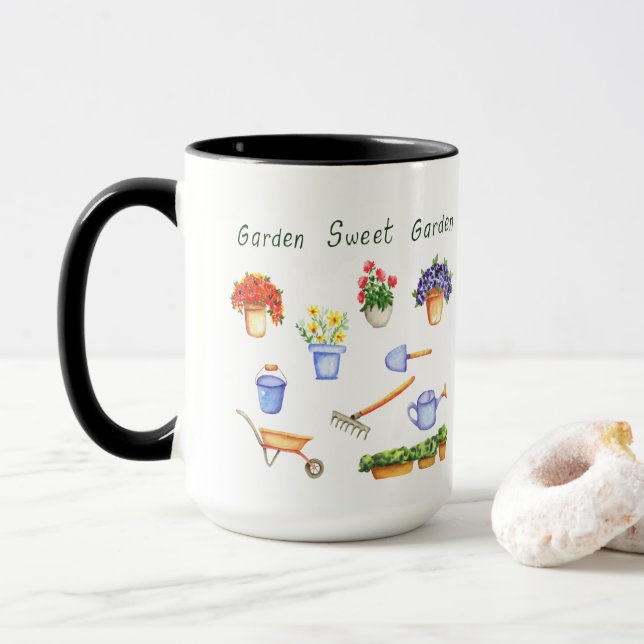 Romantik I Liebe meine Blumen Minimalistisch Niedl Tasse (Mit Donut)