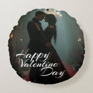 Romantik in der Rose für den Valentinstag Rundes Kissen