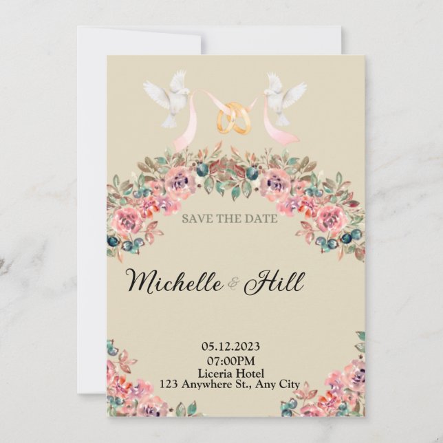 Romantik-Monogramm-Hochzeitsinitialen Einladung (Vorderseite)