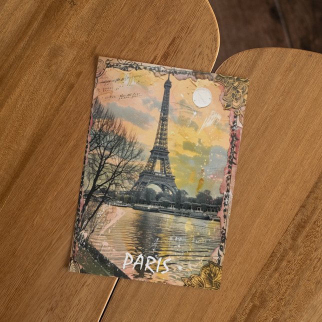 Romantik Paris Frankreich Vintage Travel Postkarte (paris france vintage travel postcard)