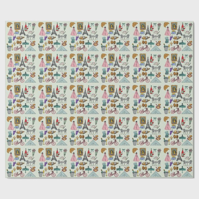 Romantik Paris Geschenkpapier (Saum)