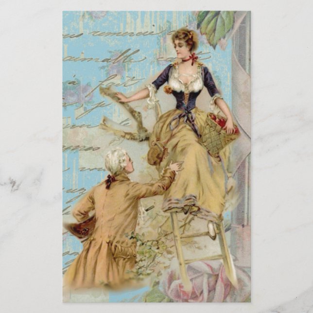 Romantik Paris Lovers Shabbychic Blue (Vorderseite)